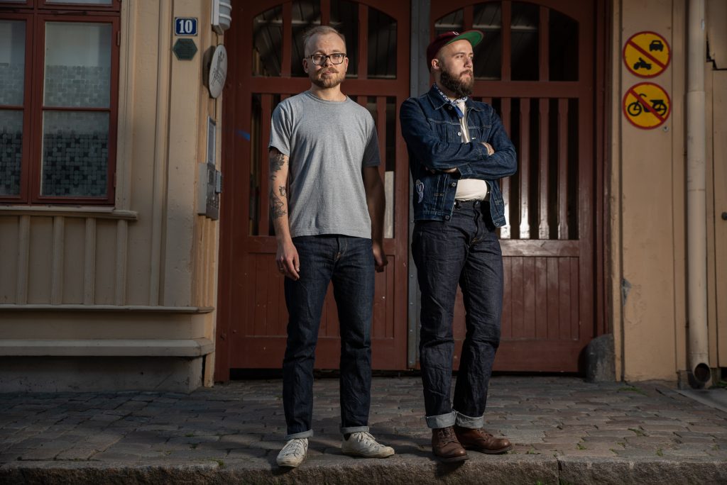 Olof and Alex wearing the new GBG001 jeans