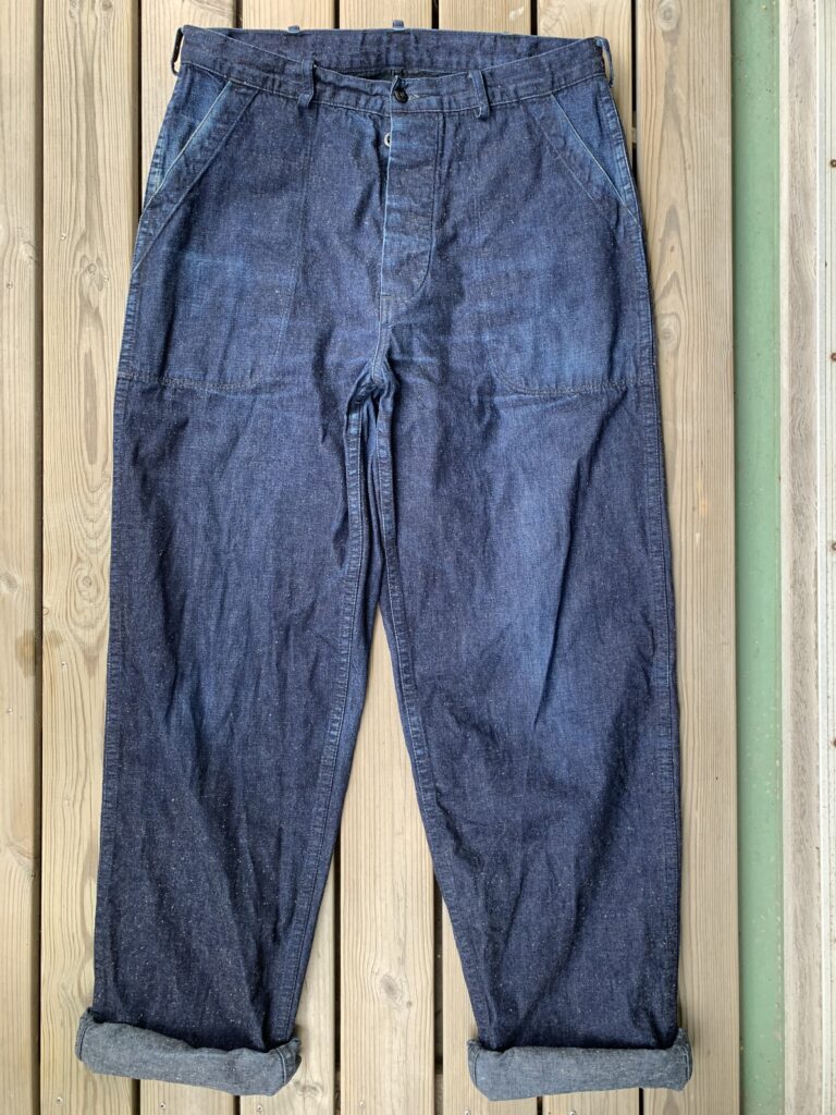 TCB Seamens trousers front 6 months of wear