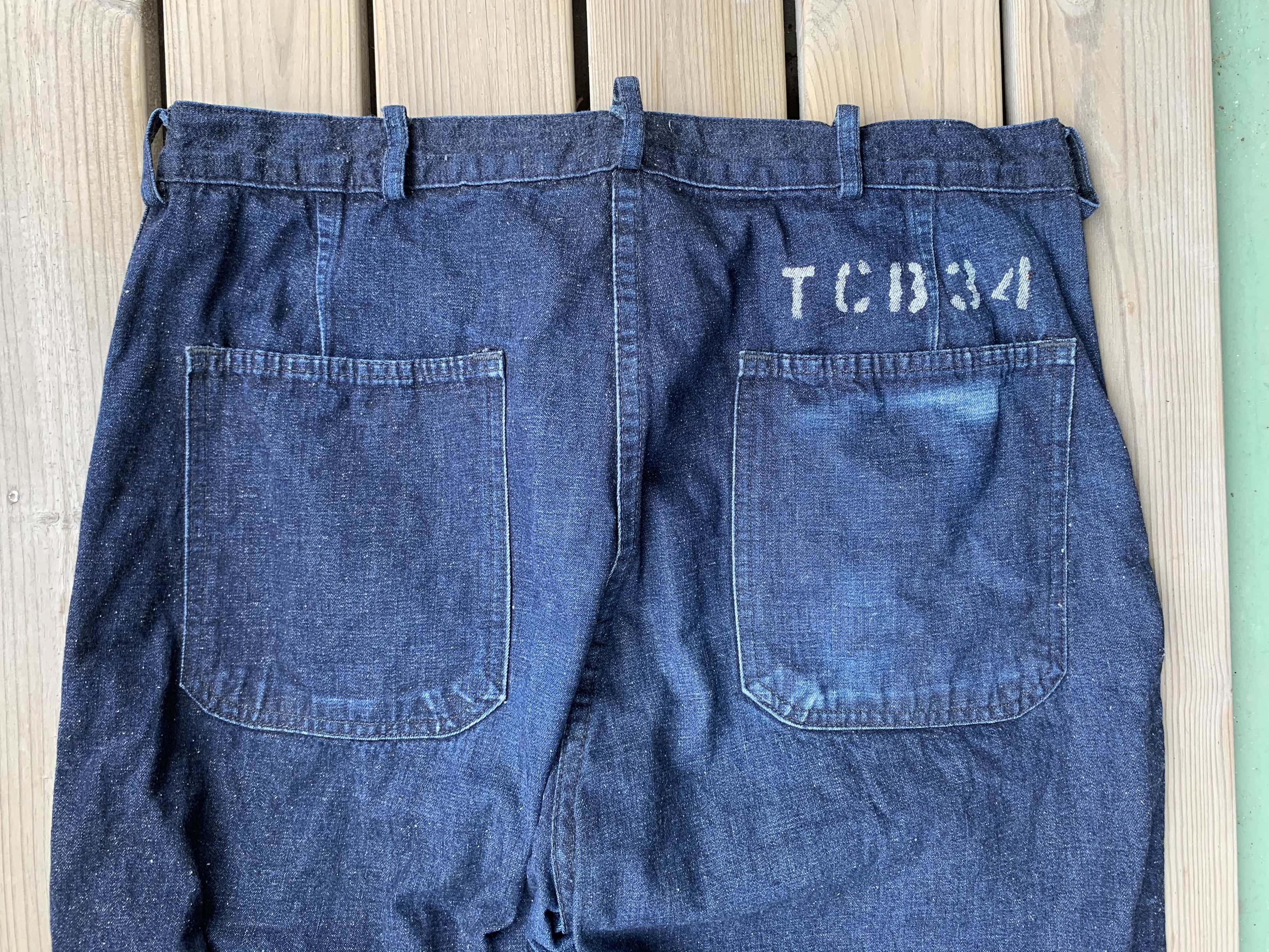 TCB Seamens trousers backpockets 6 months of wear