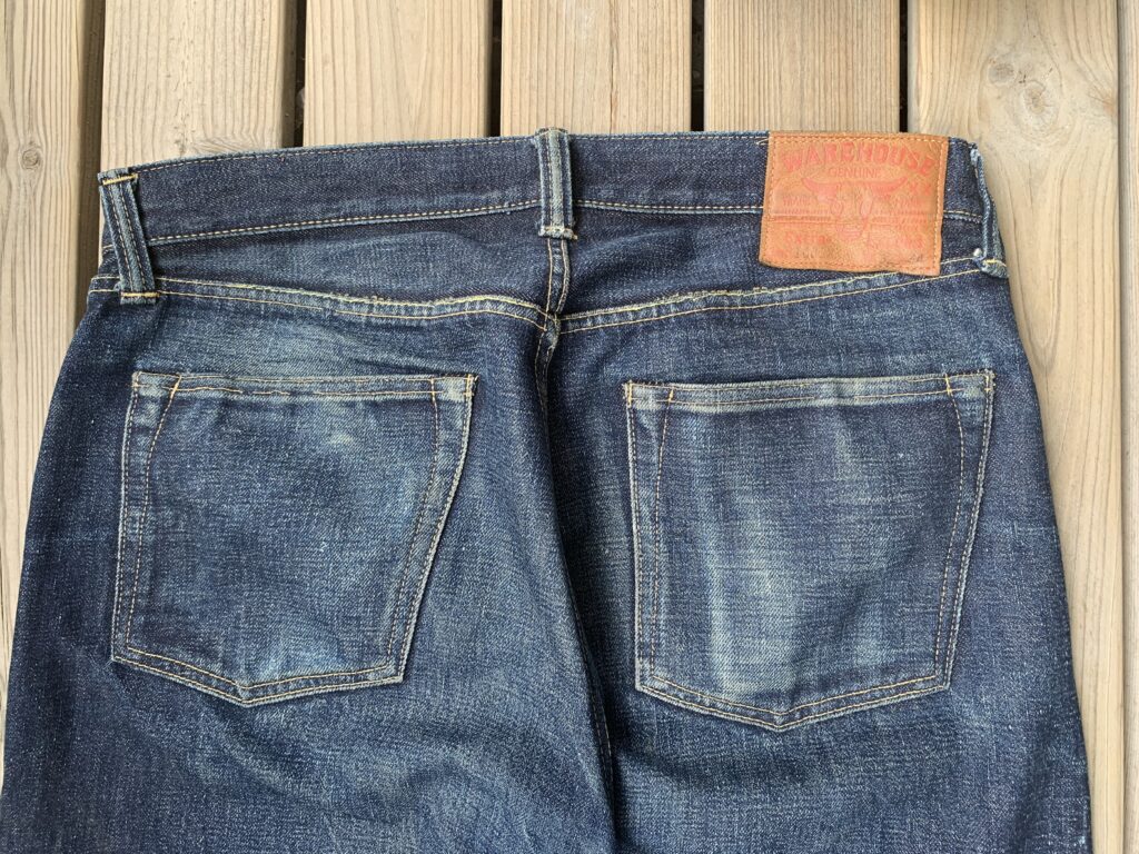 1930's Buckle Back Jeans with Peculiar Repairs The denim fades